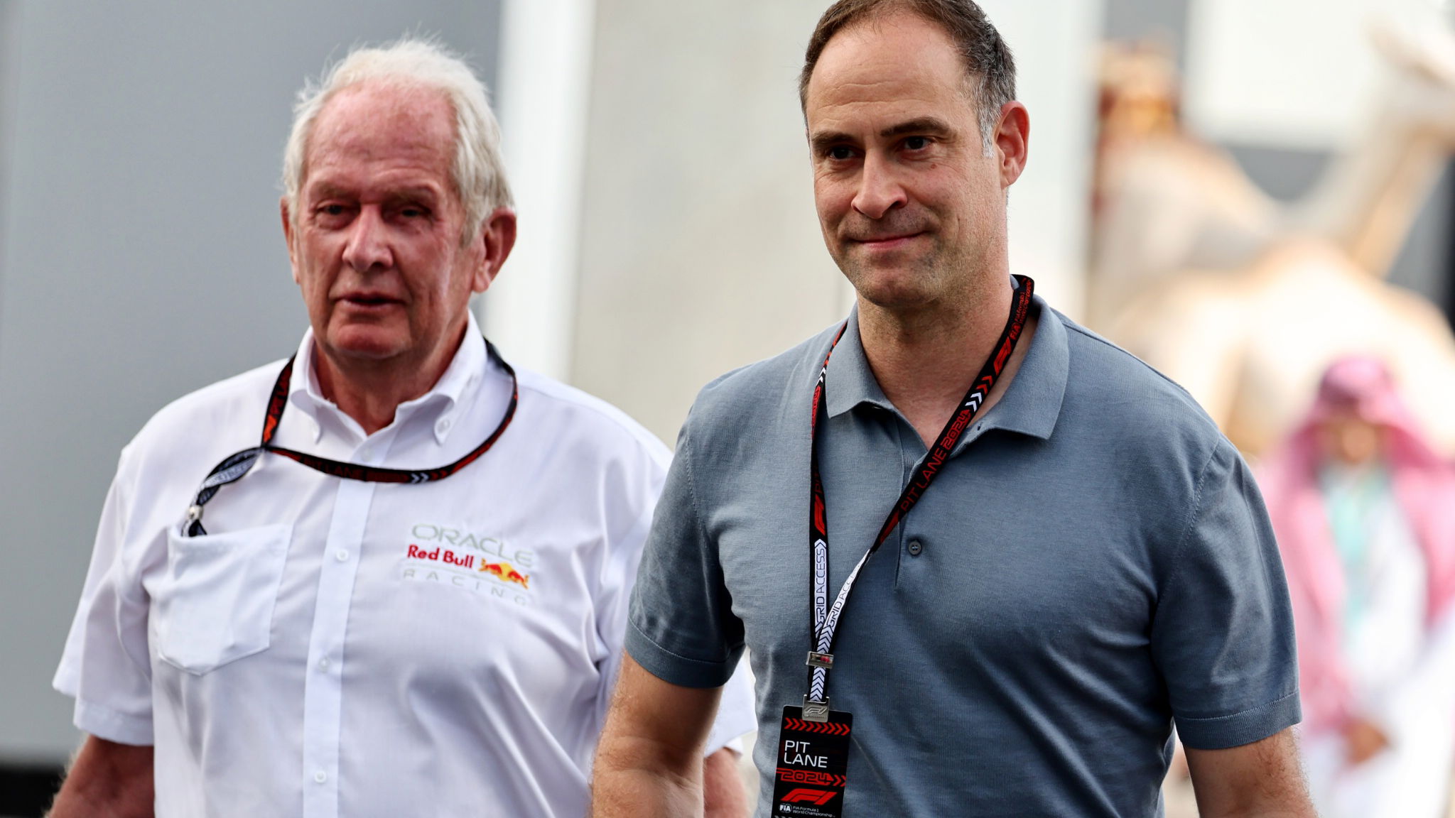 Oliver Mintzlaff (GER) Red Bull Managing Director (Right) with Dr Helmut Marko (AUT) Red Bull Motorsport Consultant.