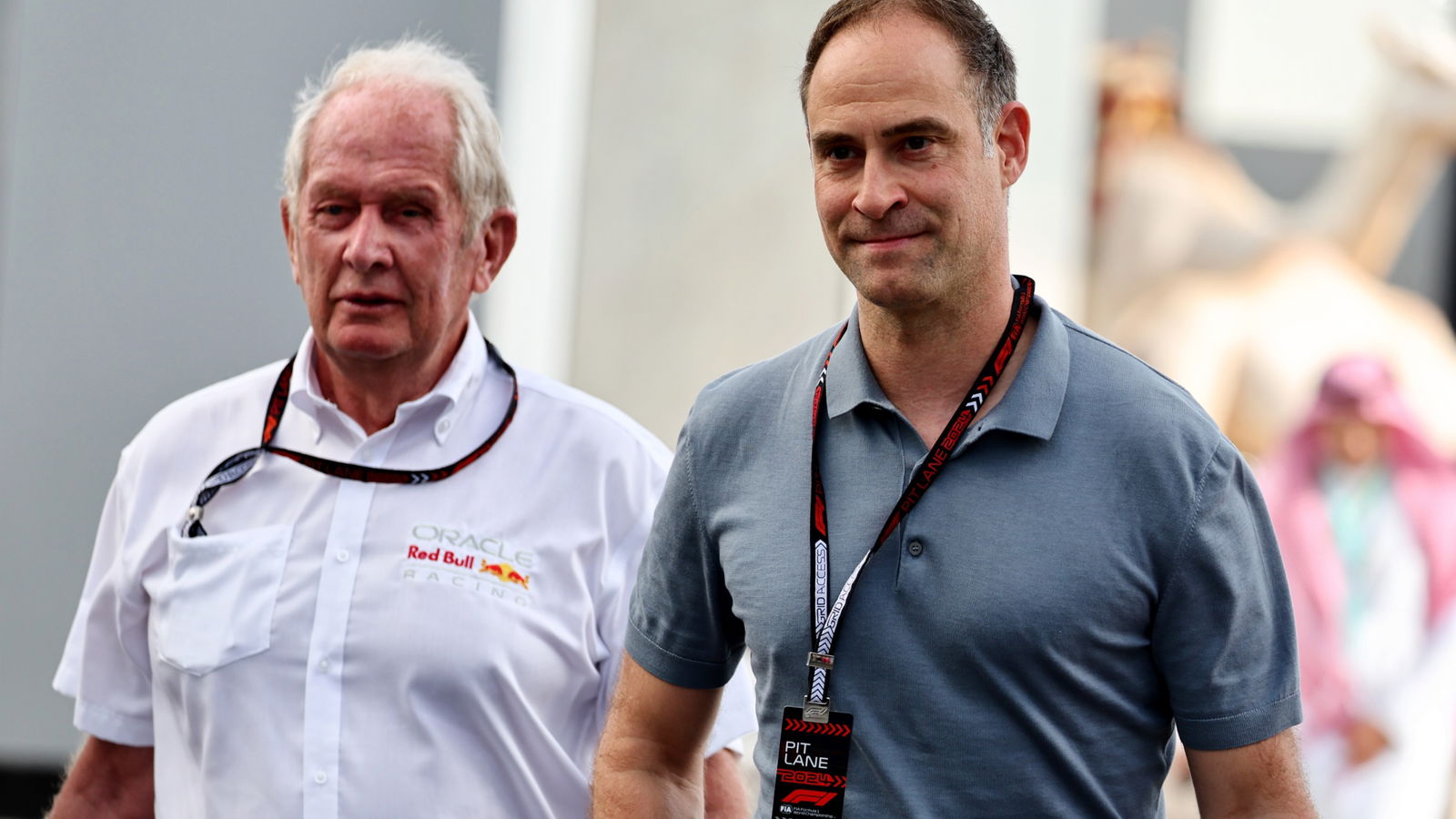 Oliver Mintzlaff (GER) Red Bull Managing Director (Right) with Dr Helmut Marko (AUT) Red Bull Motorsport Consultant.
