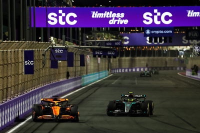 Oscar Piastri (AUS) McLaren MCL38 and Lewis Hamilton (GBR) Mercedes AMG F1 W15. Formula 1 World Championship, Rd 2, Saudi