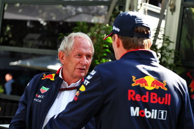 (L to R): Dr Helmut Marko (AUT) Red Bull Motorsport Consultant with Max Verstappen (NLD) Red Bull Racing. Formula 1 World