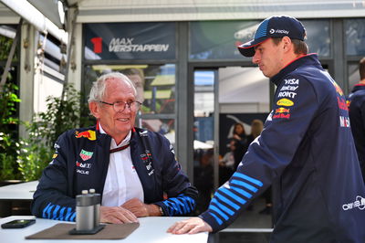 (L to R): Dr Helmut Marko (AUT) Red Bull Motorsport Consultant with Max Verstappen (NLD) Red Bull Racing. Formula 1 World