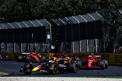 Max Verstappen (NLD) Red Bull Racing RB20 leads at the start of the race. Formula 1 World Championship, Rd 3, Australian