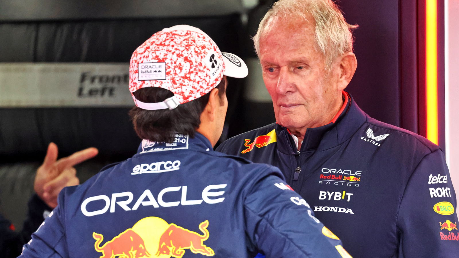 Sergio Perez (MEX) Red Bull Racing with Dr Helmut Marko (AUT) Red Bull Motorsport Consultant. Formula 1 World
