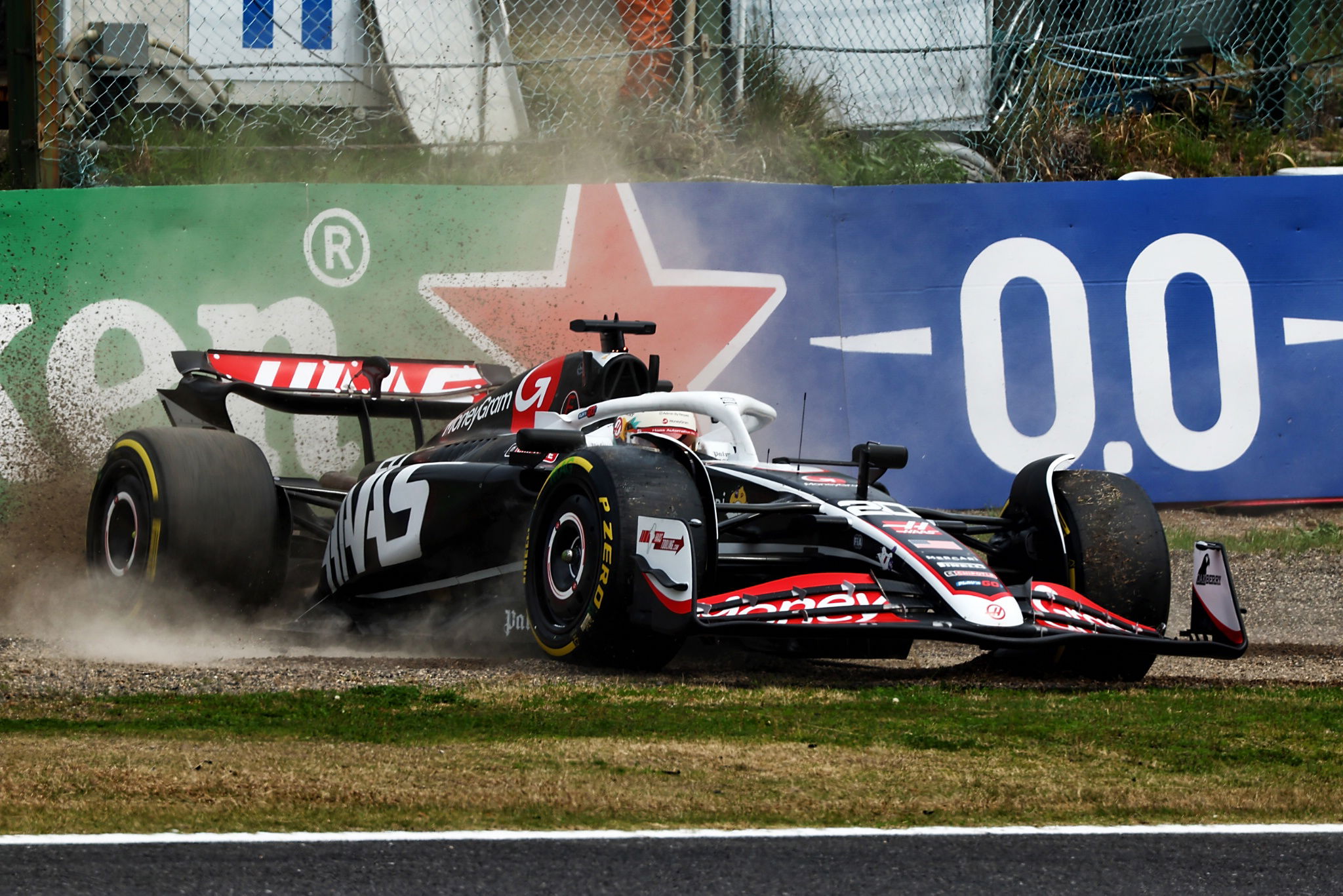 Kevin Magnussen (DEN) Haas VF-24 recovers from a spin. Formula 1 World Championship, Rd 4, Japanese Grand Prix, Suzuka,