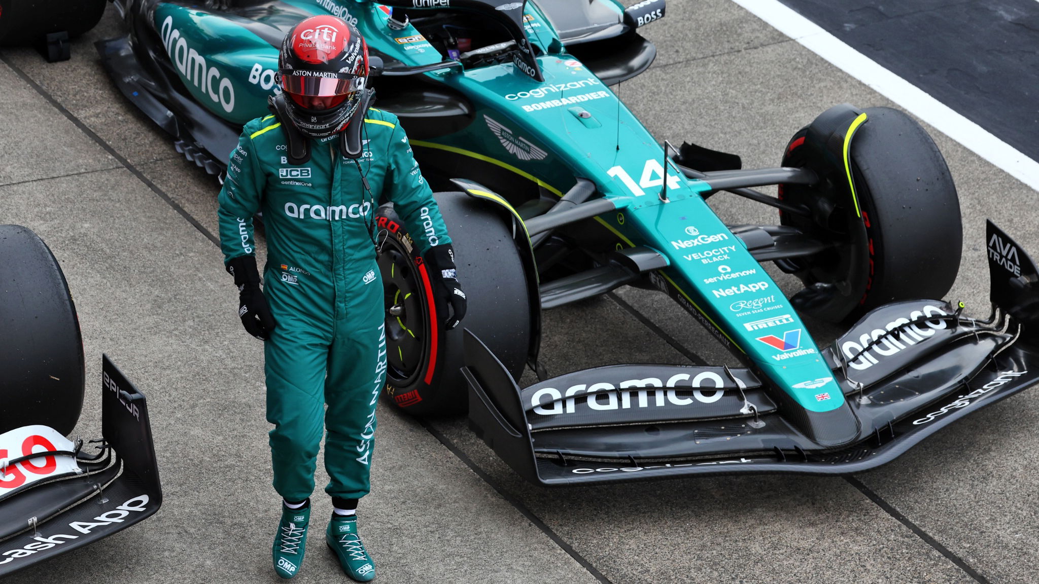 Fernando Alonso (ESP) Aston Martin F1 Team AMR24 in qualifying parc ferme. Formula 1 World Championship, Rd 4, Japanese