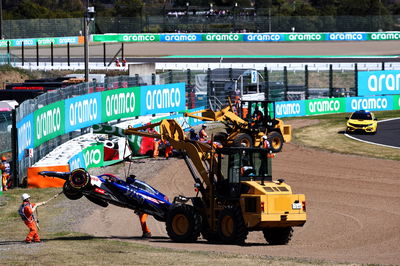 The RB VCARB 01 of Daniel Ricciardo (AUS) RB is removed after he crashed out of the race. Formula 1 World Championship, Rd