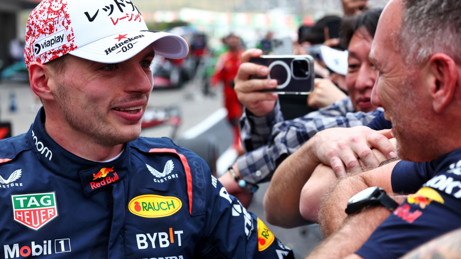 Race winner Max Verstappen (NLD) Red Bull Racing with Christian Horner (GBR) Red Bull Racing Team Principal in parc ferme.