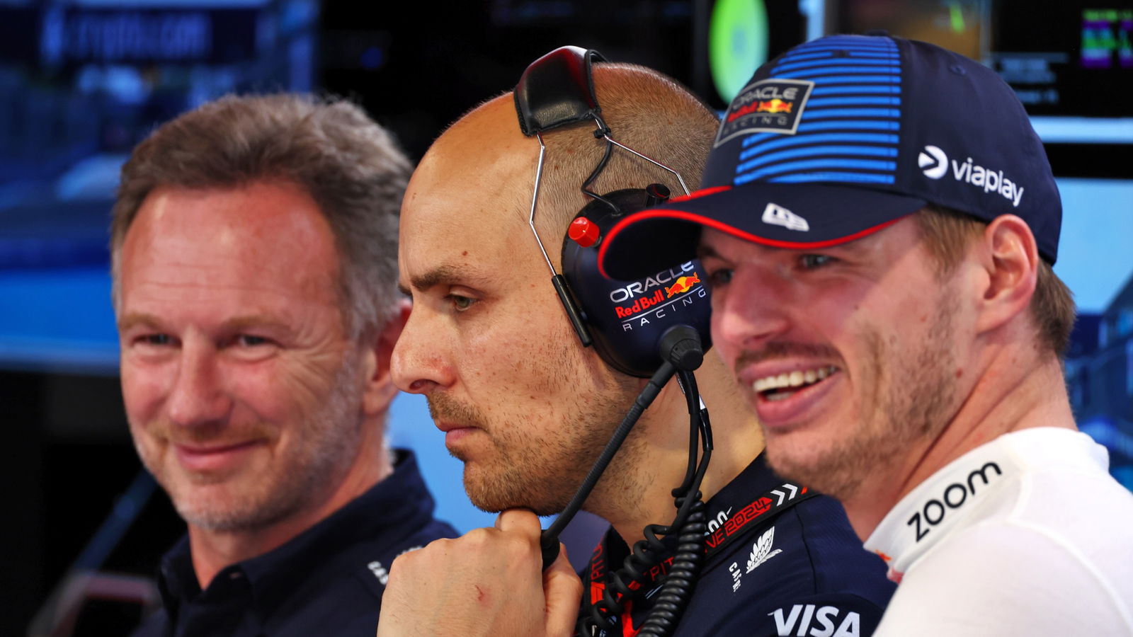Gianpiero Lambiase (ITA) Red Bull Racing Engineer with Christian Horner (GBR) Red Bull Racing Team Principal and Max