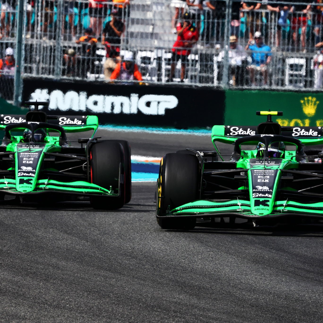 (L to R): Valtteri Bottas (FIN) Sauber C44 and Zhou Guanyu (CHN) Sauber C44. Formula 1 World Championship, Rd 6, Miami