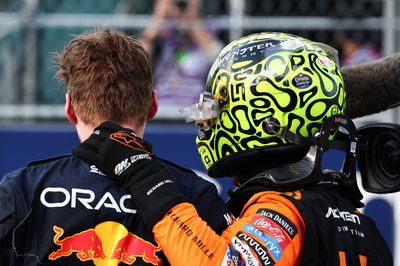 Race winner Lando Norris (GBR) McLaren celebrates in parc ferme with Max Verstappen (NLD) Red Bull Racing. Formula 1 World