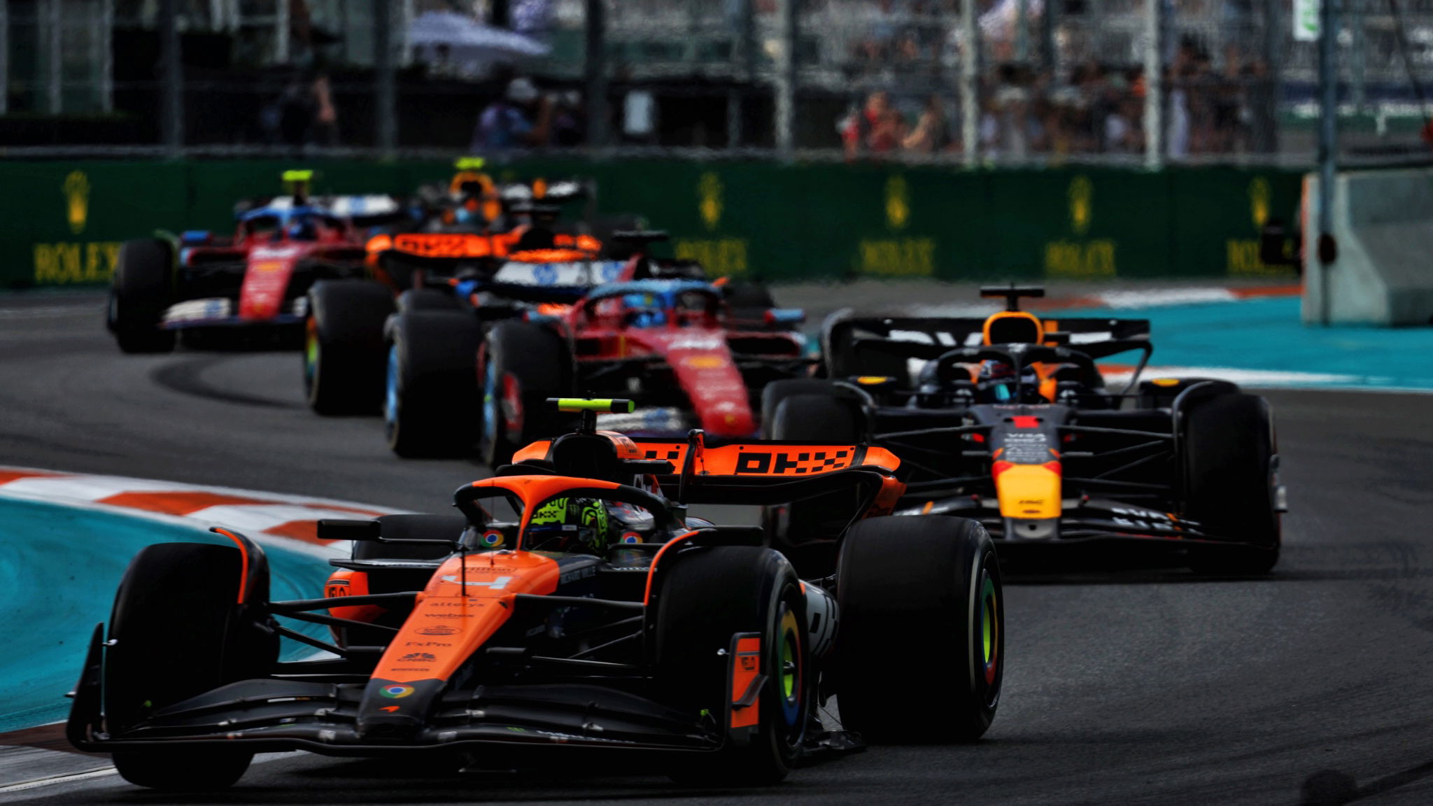 Lando Norris (GBR) McLaren MCL38. Formula 1 World Championship, Rd 6, Miami Grand Prix, Miami, Florida, USA, Race Day. -