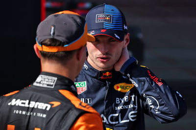 Pole sitter Max Verstappen (NLD) Red Bull Racing in qualifying parc ferme with Lando Norris (GBR) McLaren. Formula 1 World