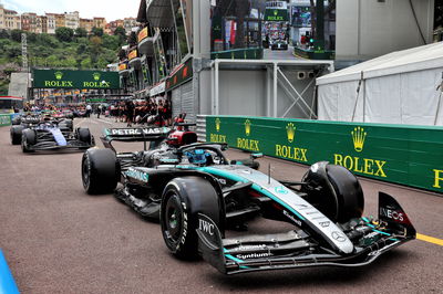 George Russell (GBR) Mercedes AMG F1 W15 leaves the pits. Formula 1 World Championship, Rd 8, Monaco Grand Prix, Monte