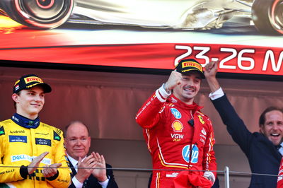 Race winner Charles Leclerc (MON) Ferrari celebrates on the podium. Formula 1 World Championship, Rd 8, Monaco Grand Prix,