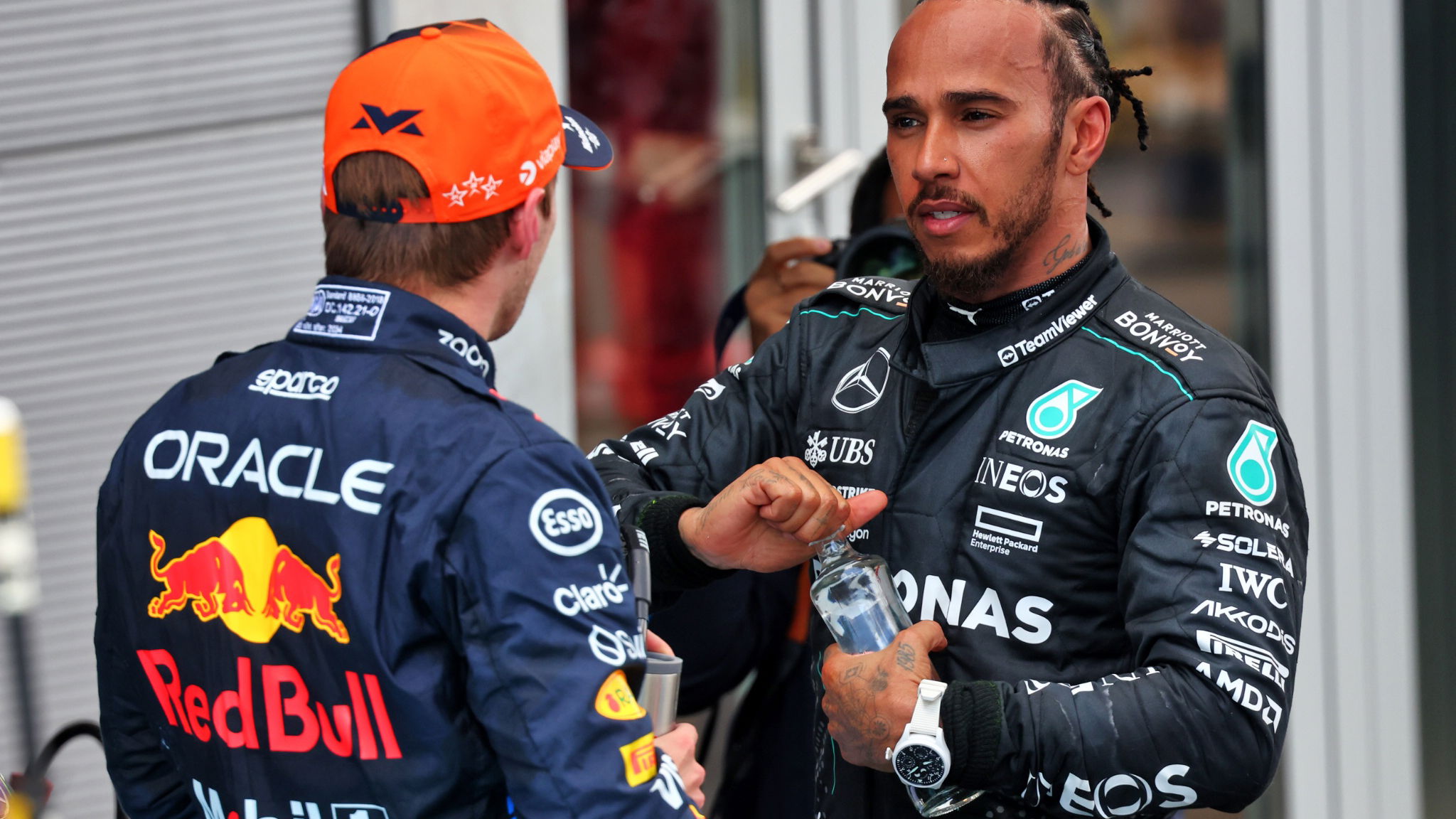 Max Verstappen and Lewis Hamilton