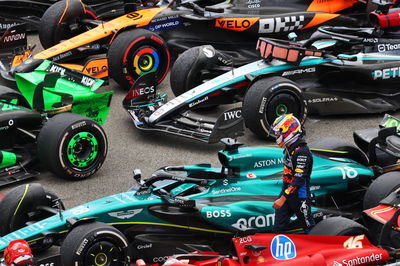 Sergio Perez (MEX) Red Bull Racing in parc ferme. Formula 1 World Championship, Rd 10, Spanish Grand Prix, Barcelona,