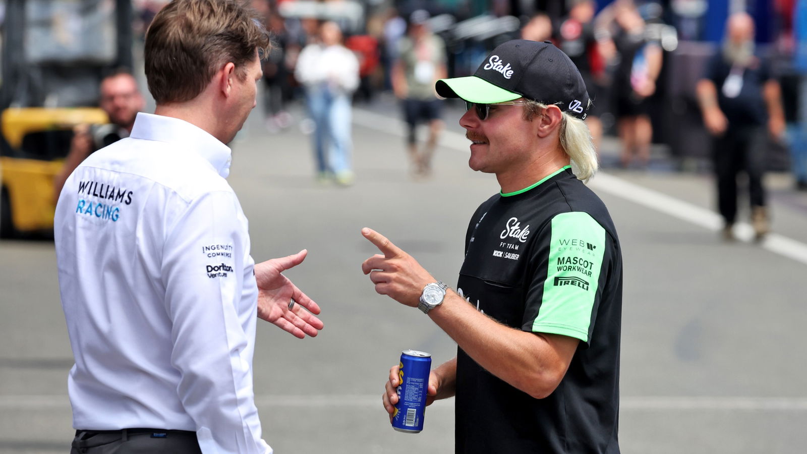 (L to R): James Vowles (GBR) Williams Racing Team Principal with Valtteri Bottas (FIN) Sauber. Formula 1 World