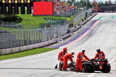 Max Verstappen (NLD) Red Bull Racing RB20 stopped in the first practice session. Formula 1 World Championship, Rd 11,