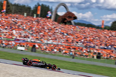 Max Verstappen (NLD) Red Bull Racing RB20 celebrates his pole position in Sprint qualifying. Formula 1 World Championship,