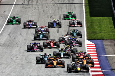 Max Verstappen (NLD) Red Bull Racing RB20 leads at the start of Sprint. Formula 1 World Championship, Rd 11, Austrian