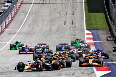 Max Verstappen (NLD) Red Bull Racing RB20 leads at the start of Sprint. Formula 1 World Championship, Rd 11, Austrian