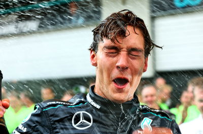 Race winner George Russell (GBR) Mercedes AMG F1 celebrates with the team after the race. Formula 1 World Championship, Rd