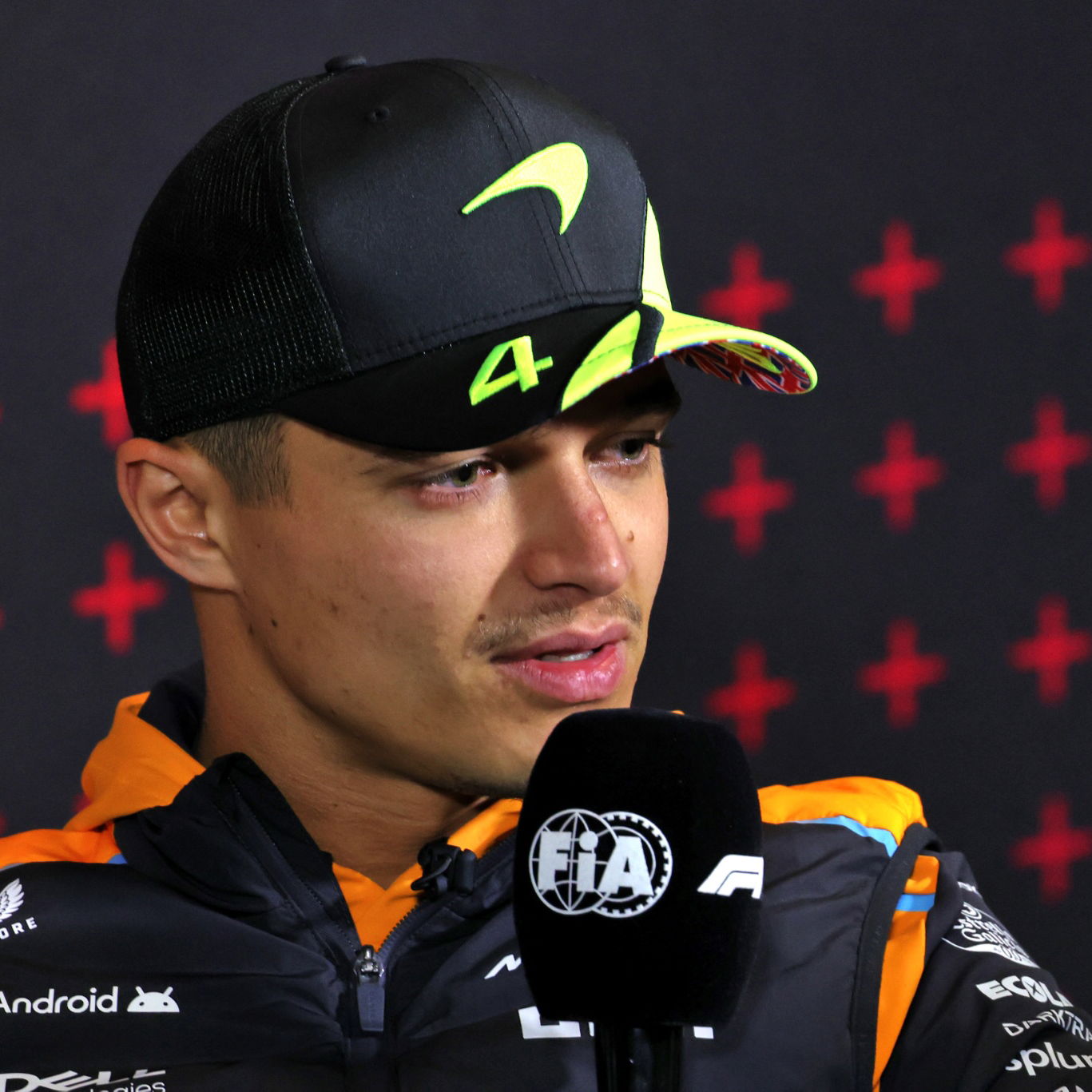 Lando Norris (GBR) McLaren in the FIA Press Conference. Formula 1 World Championship, Rd 12, British Grand Prix,