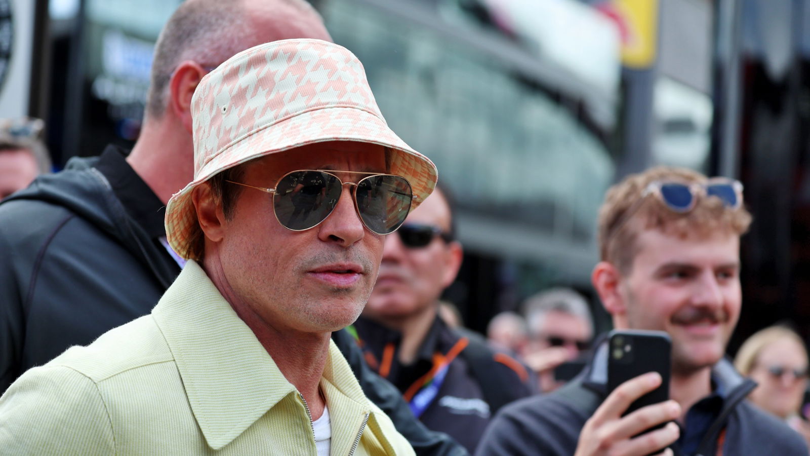Brad Pitt (USA) Actor. Formula 1 World Championship, Rd 12, British Grand Prix, Silverstone, England, Race Day.-