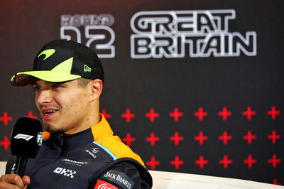 Lando Norris (GBR) McLaren in the post race FIA Press Conference. Formula 1 World Championship, Rd 12, British Grand Prix,