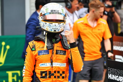 Lando Norris (GBR) McLaren celebrates his pole position in qualifying parc ferme. Formula 1 World Championship, Rd 13,