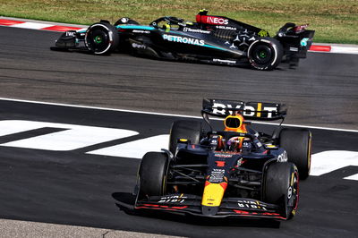 Lewis Hamilton (GBR) Mercedes AMG F1 W15 and Lewis Hamilton (GBR) Mercedes AMG F1 W15 collide. Formula 1 World