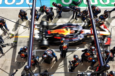 Max Verstappen (NLD) Red Bull Racing RB20 makes a pit stop. Formula 1 World Championship, Rd 13, Hungarian Grand Prix,