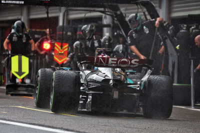 George Russell (GBR) Mercedes AMG F1 W15 in the pits. Formula 1 World Championship, Rd 14, Belgian Grand Prix, Spa