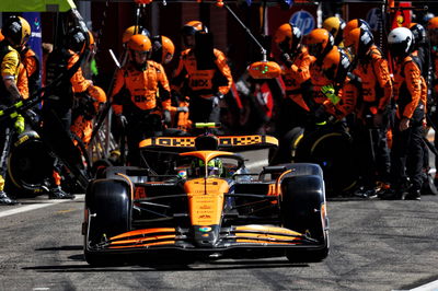 Lando Norris (GBR) McLaren MCL38 makes a pit stop. Formula 1 World Championship, Rd 14, Belgian Grand Prix, Spa