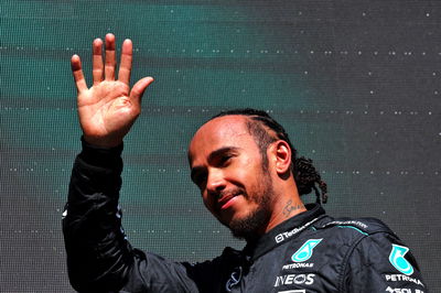 Lewis Hamilton (GBR) Mercedes AMG F1 celebrates his second position on the podium. Formula 1 World Championship, Rd 14,