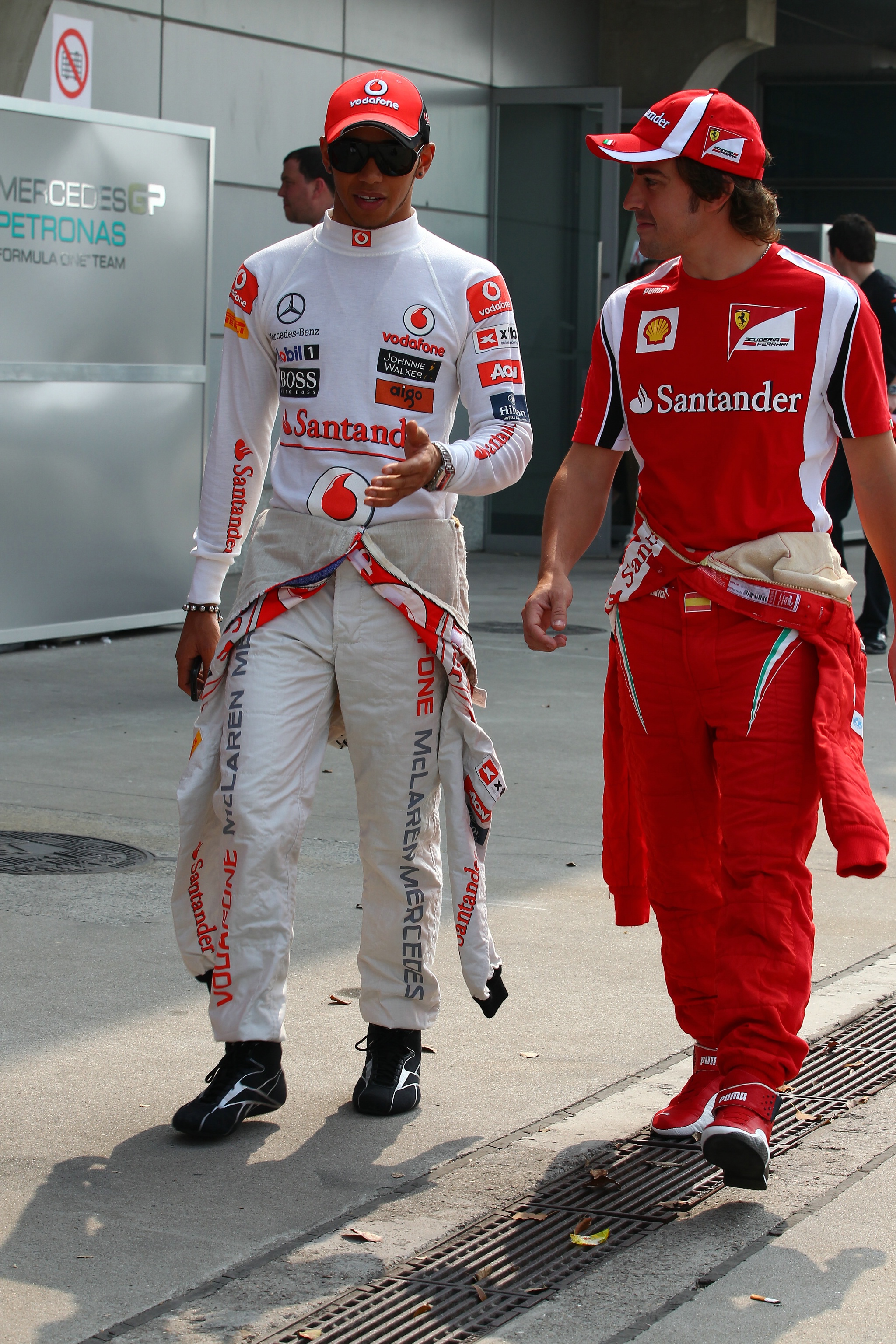 - Lewis Hamilton (GBR), McLaren Mercedes, MP4-26 and Fernando Alonso (ESP), Scuderia Ferrari, F-150
