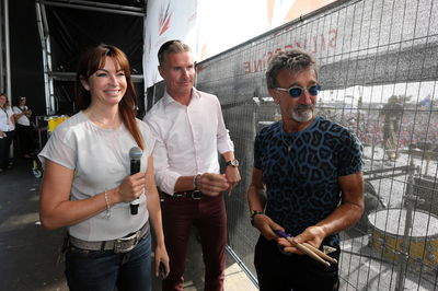 Suzi Perry, David Coulthard and Eddie Jordan - BBC presenting team