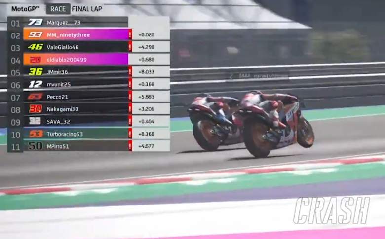 Alex beats Marc for Virtual Misano victory, Rossi podium