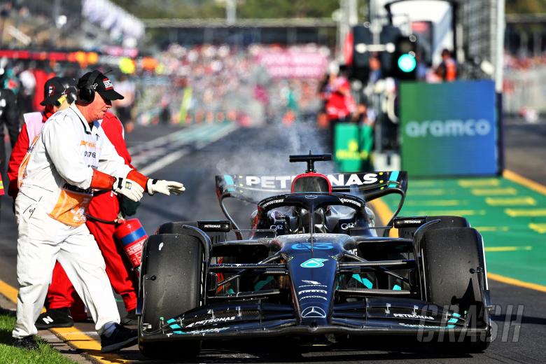 Russell retires from Australian GP with fiery engine issue