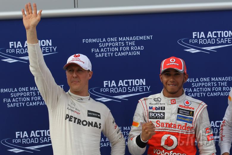 Three times Michael Schumacher and Lewis Hamilton went wheel-to-wheel ...