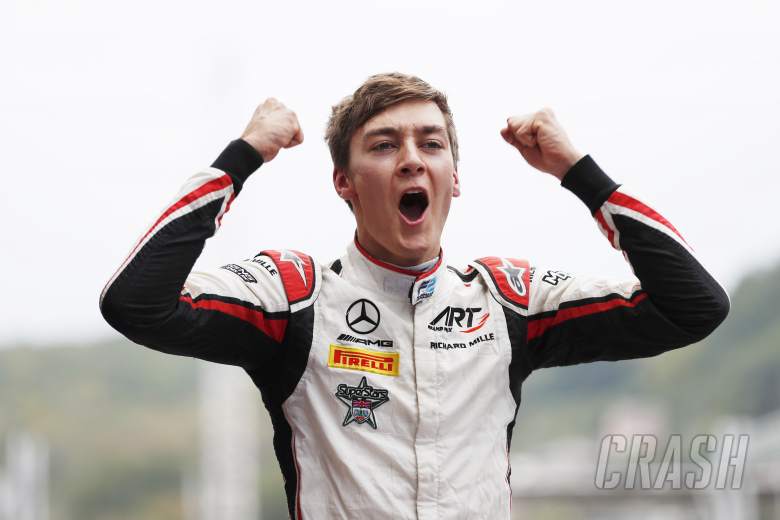 Russell on brink of F2 title after victory in rain-hit race