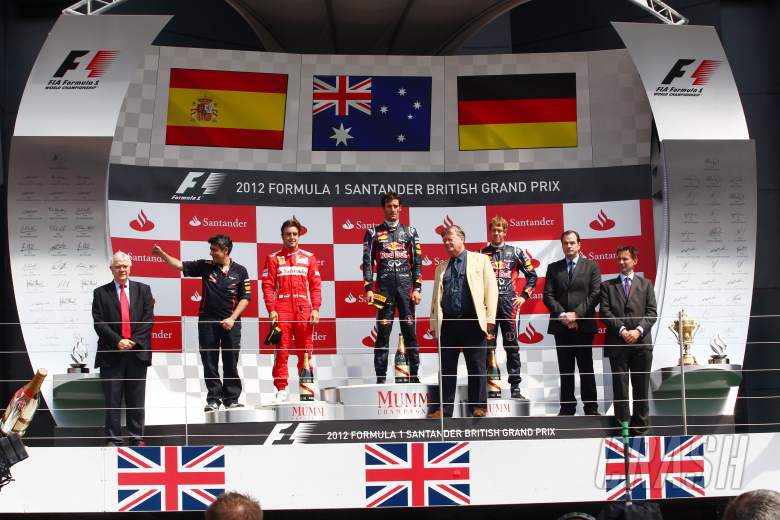 08.07.2012- Race, 1st position Mark Webber (AUS) Red Bull Racing RB8, 2nd position Fernando Alonso (