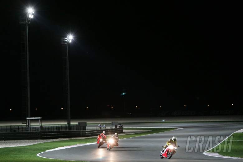 Rossi, Roberts and Capirossi try riding at night, Qatar MotoGP 2006