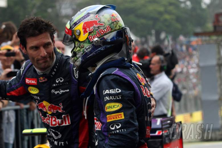 24.11.2013 - Race, Mark Webber (AUS) Red Bull Racing RB9 nd Sebastian Vettel (GER) Red Bull Racing R