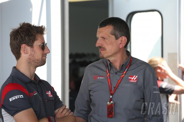 11.06.2017- Guenther Steiner (ITA) Haas F1 Team Prinicipal and Romain Grosjean (FRA) Haas F1 Team VF