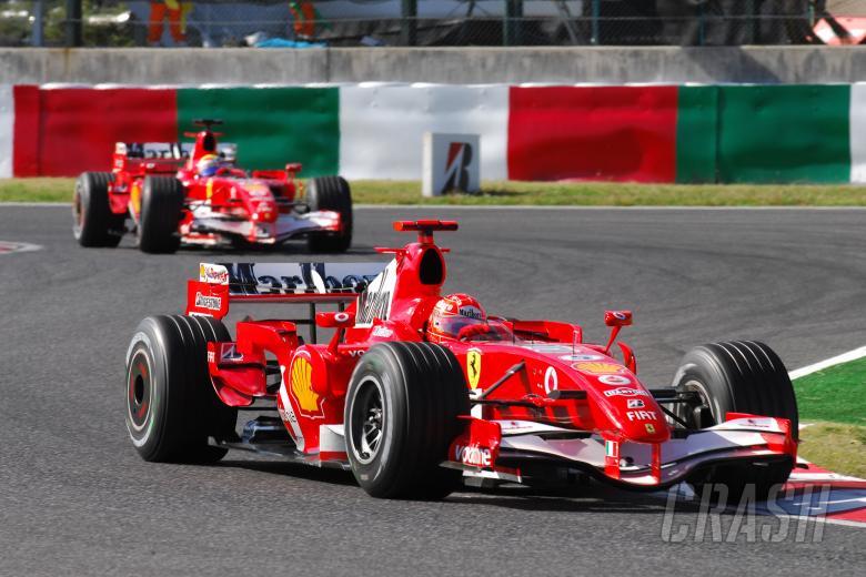 08.10.2006 Suzuka, Japan, Michael Schumacher (GER), Scuderia Ferrari, 248 F1 leads Felipe Massa (BRA