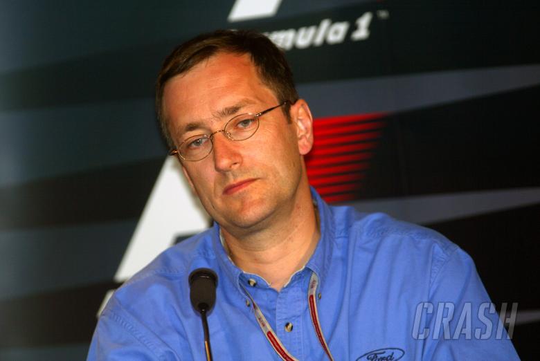 Jaguar`s Tony Purnell at the
Friday FIA press conference