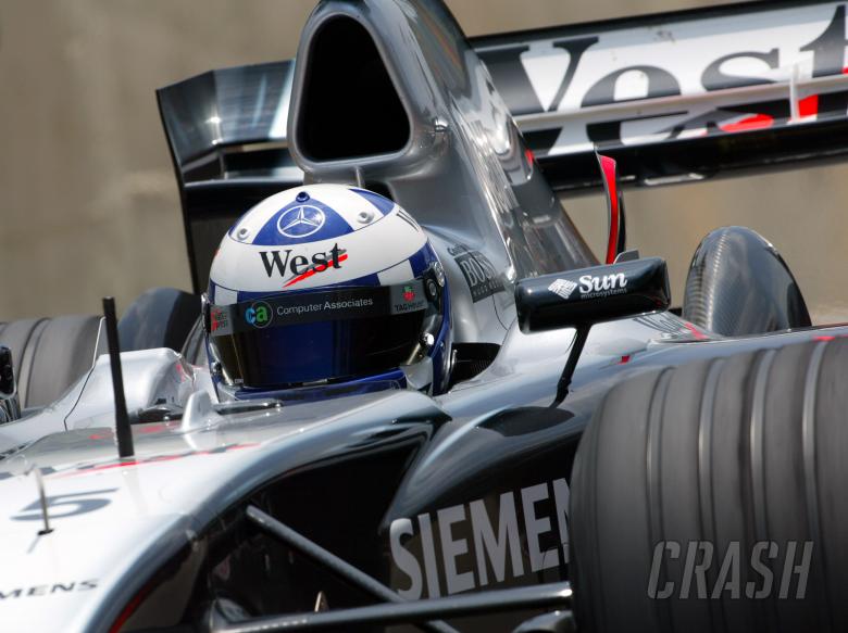 David Coulthard takes part in Friday practice for the final time with McLaren