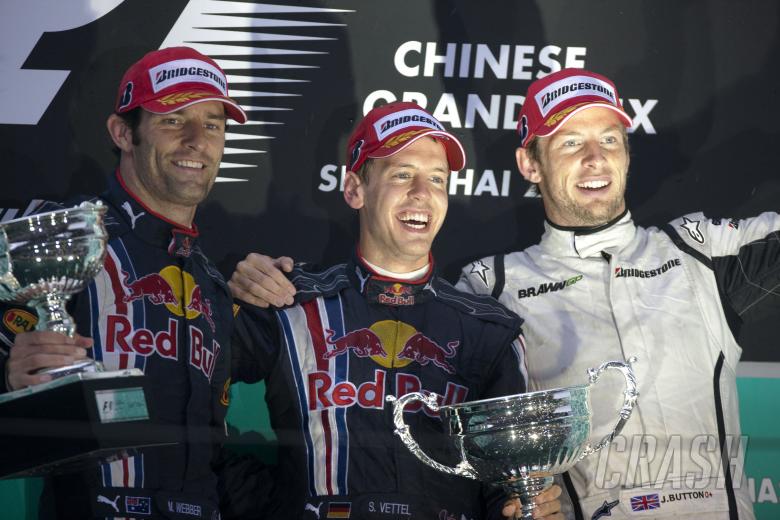 Mark Webber (AUS) Red Bull RB5, Sebastian Vettel (GER) Red Bull RB5, Jenson Button (GBR) Brawn BGP00