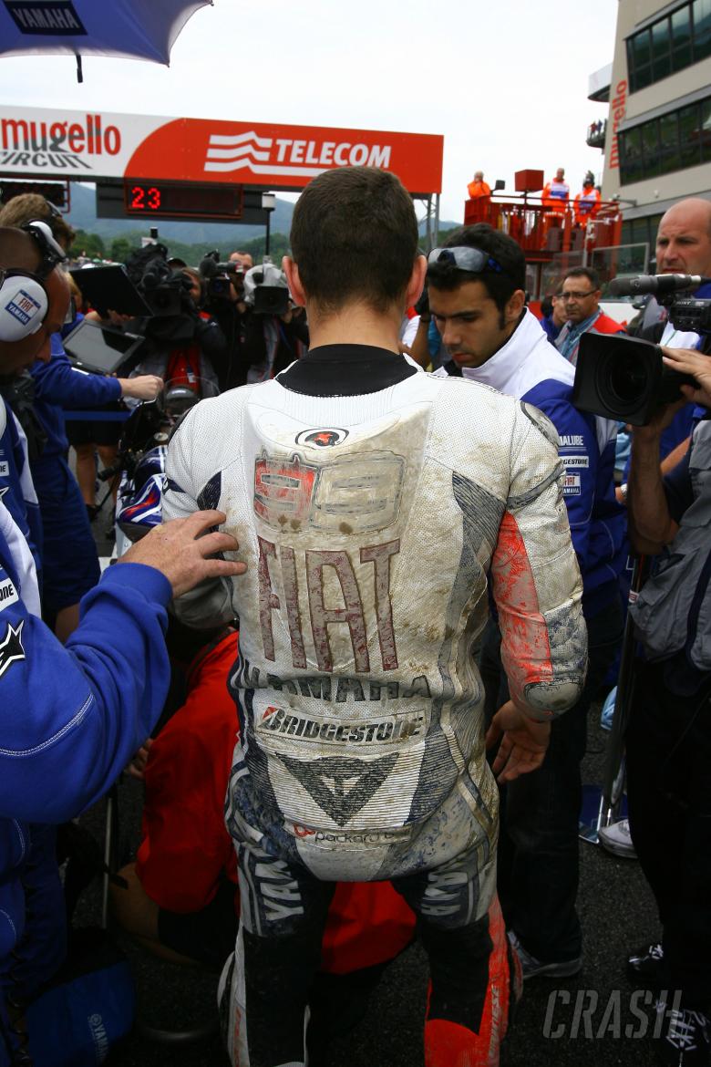 Lorenzo on the grid after crash, Italian MotoGP Race 2009